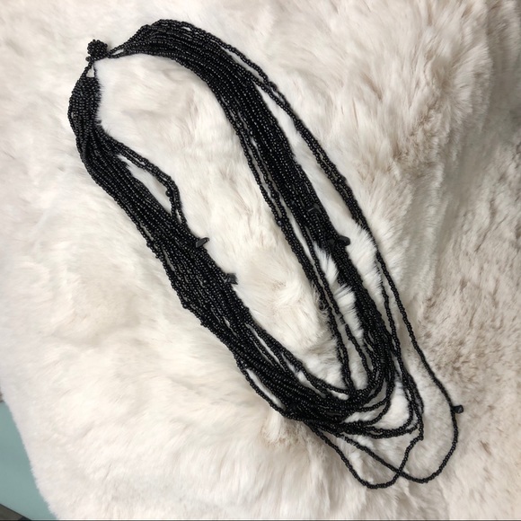 Black Seed Bead Multi-strand Necklace - Picture 5 of 6